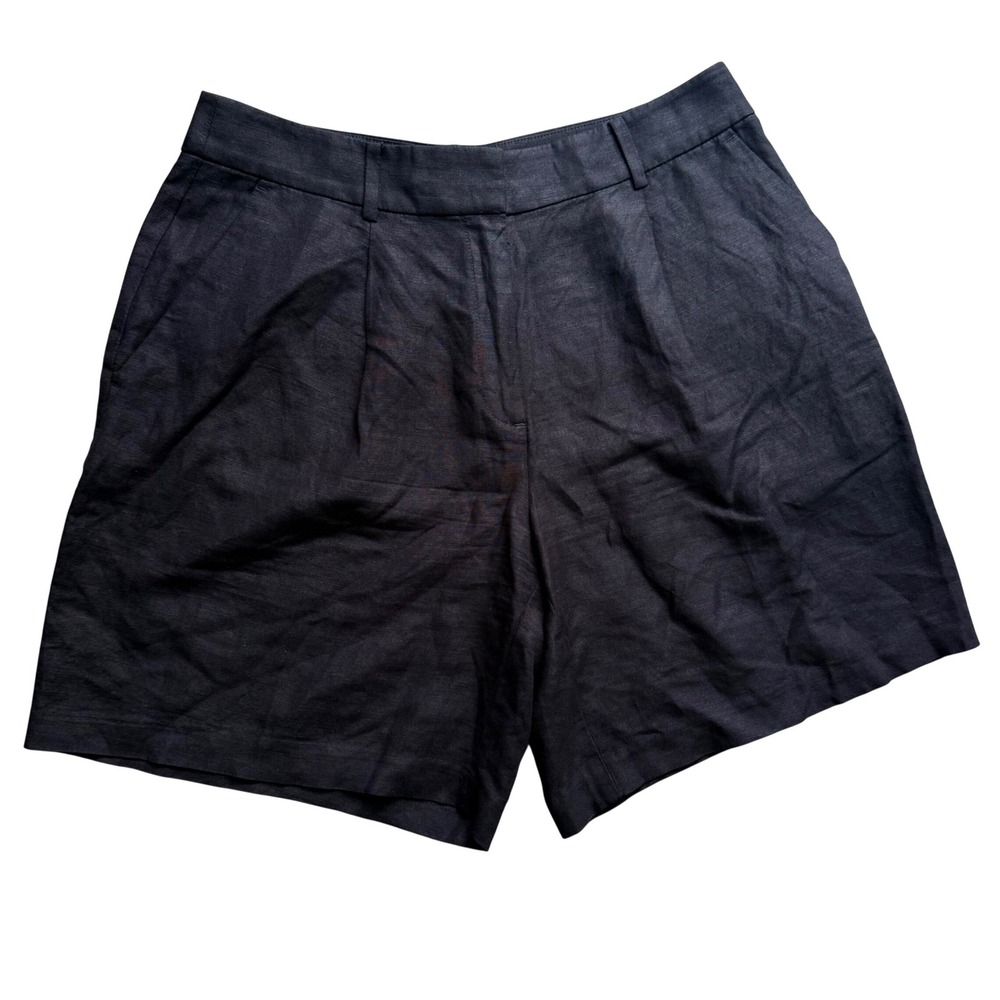 Black Linen Blend High Rise Shorts High Rise 4" Minimalist Day to Night The Loft